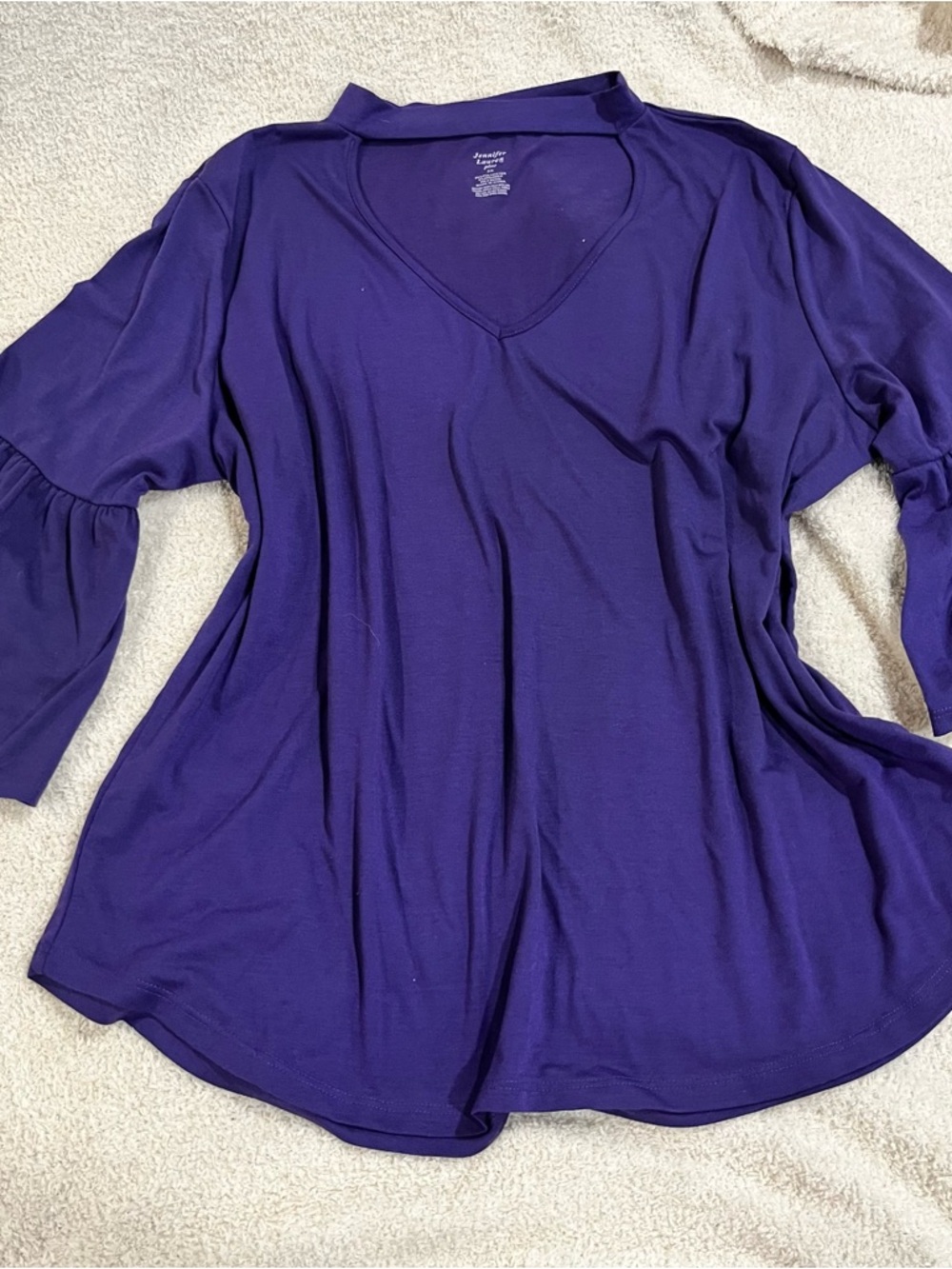 Women's Purple V-Neck Bell Sleeve Top 3x   Jennifer lauren plus 3/4 sleeve